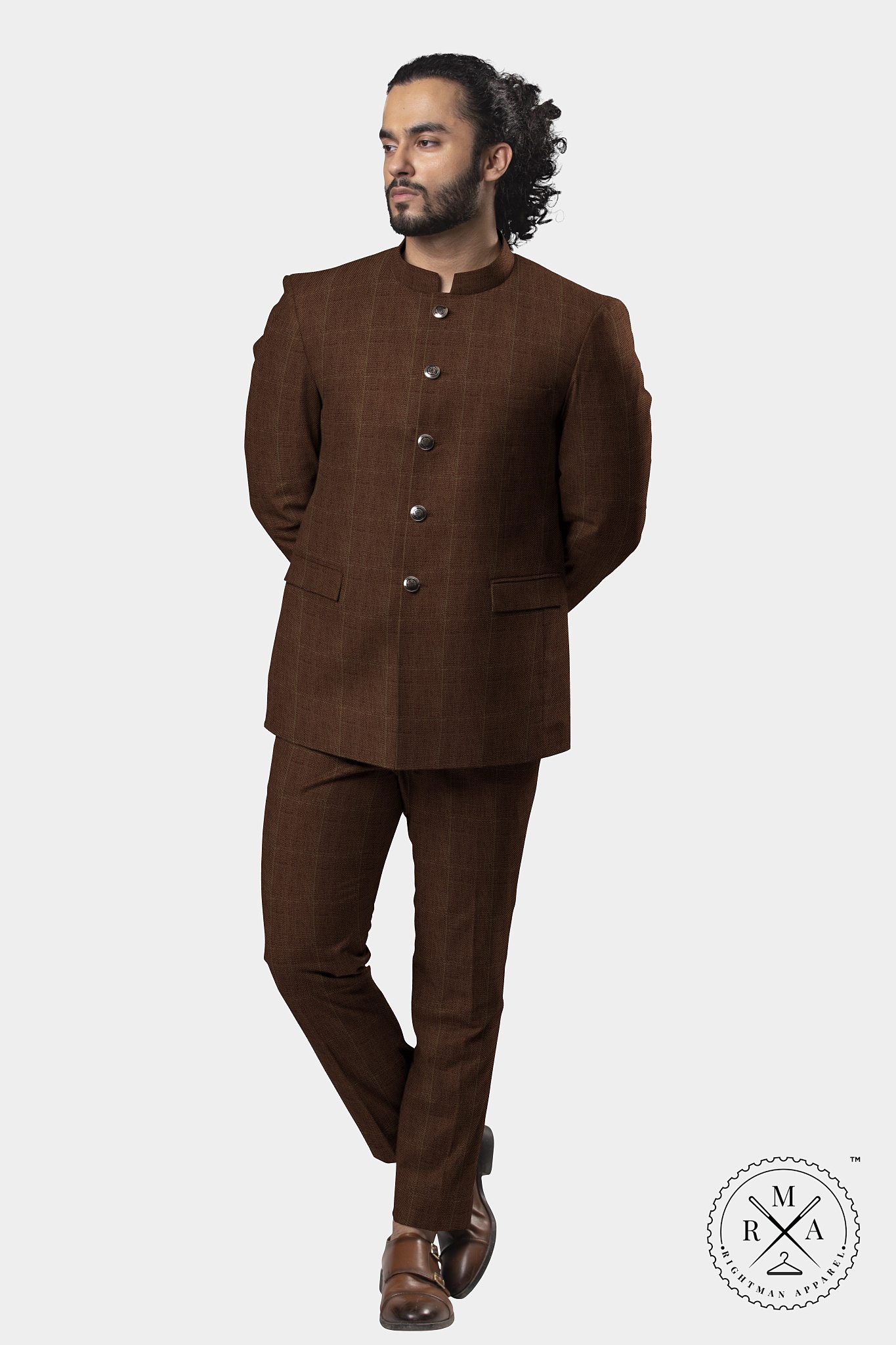 Brown Checks Jodhpuri Suit SU257